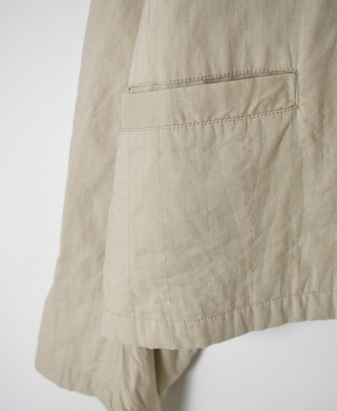 NMDS26211 60s STITCHED ORGANIC CAMBRIC STAND COLLAR FLY FRONT JACKET