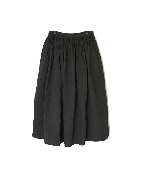 NMDS262139D 60s STITCHED ORGANIC CAMBRIC OVERDYE GATHERED SKIRT WITH LINING