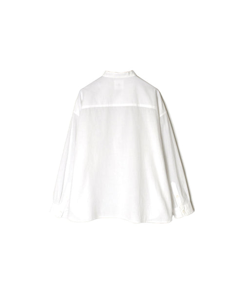 NMDS26221 60s ORGANIC CAMBRIC WITH EMB BANDED COLLAR SHIRT