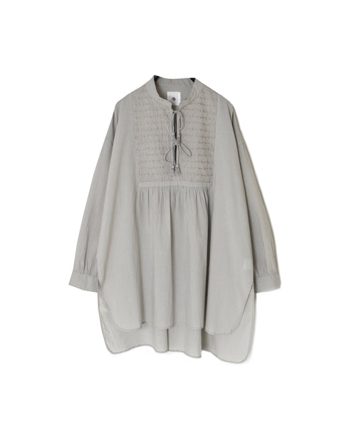 NMDS26222 60s ORGANIC CAMBRIC WITH EMB BANDED COLLAR EMB TUNIC