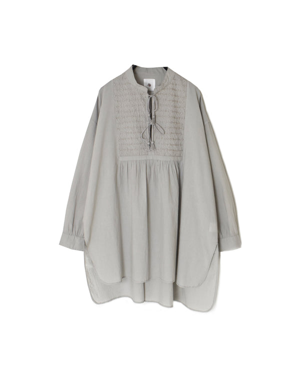 NMDS26222 60s ORGANIC CAMBRIC WITH EMB BANDED COLLAR EMB TUNIC