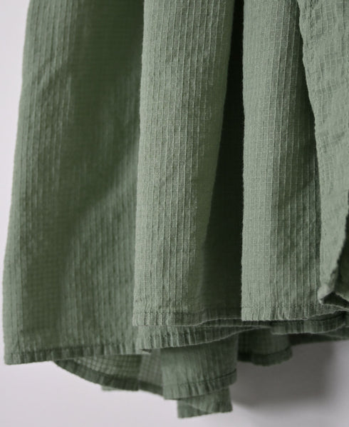 NMDS26233D 80s ORGANIC MICRO CHECK OVERDYE CREW-NECK BUTTON SHIRT WITH MINI PINTUCK