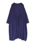 NMDS26234D 80s ORGANIC MICRO CHECK OVERDYE CREW-NECK BUTTON SHIRT MAXI DRESS WITH MINI PINTUCK