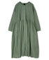 NMDS26234D 80s ORGANIC MICRO CHECK OVERDYE CREW-NECK BUTTON SHIRT MAXI DRESS WITH MINI PINTUCK