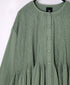 NMDS26234D 80s ORGANIC MICRO CHECK OVERDYE CREW-NECK BUTTON SHIRT MAXI DRESS WITH MINI PINTUCK