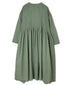 NMDS26234D 80s ORGANIC MICRO CHECK OVERDYE CREW-NECK BUTTON SHIRT MAXI DRESS WITH MINI PINTUCK