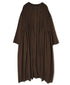 NMDS26234D 80s ORGANIC MICRO CHECK OVERDYE CREW-NECK BUTTON SHIRT MAXI DRESS WITH MINI PINTUCK