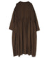 NMDS26234D 80s ORGANIC MICRO CHECK OVERDYE CREW-NECK BUTTON SHIRT MAXI DRESS WITH MINI PINTUCK