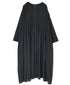NMDS26234D 80s ORGANIC MICRO CHECK OVERDYE CREW-NECK BUTTON SHIRT MAXI DRESS WITH MINI PINTUCK