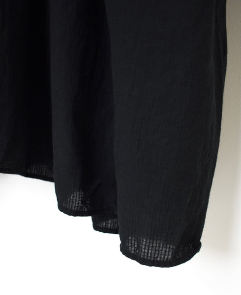 NMDS26234D 80s ORGANIC MICRO CHECK OVERDYE CREW-NECK BUTTON SHIRT MAXI DRESS WITH MINI PINTUCK