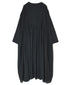 NMDS26234D 80s ORGANIC MICRO CHECK OVERDYE CREW-NECK BUTTON SHIRT MAXI DRESS WITH MINI PINTUCK