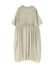 NMDS26243 80s ORGANIC COTTON VOILE CREW-NECK HALF/SLEEVE DRESS WITH MINI PINTUCK