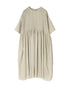 NMDS26243 80s ORGANIC COTTON VOILE CREW-NECK HALF/SLEEVE DRESS WITH MINI PINTUCK
