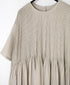 NMDS26243 80s ORGANIC COTTON VOILE CREW-NECK HALF/SLEEVE DRESS WITH MINI PINTUCK