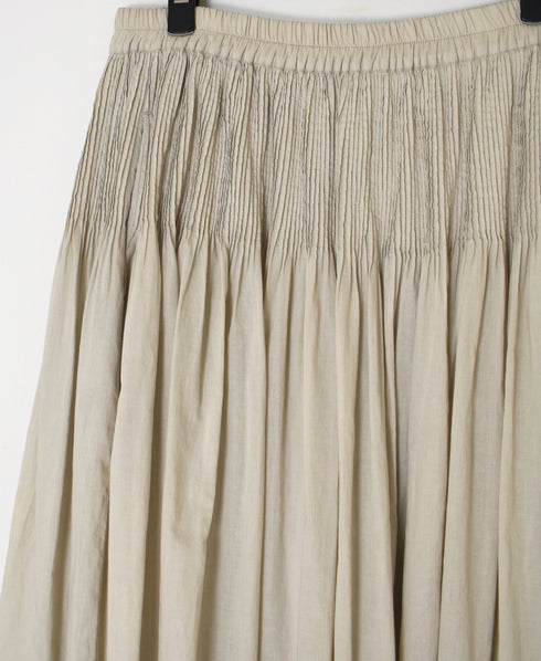 NMDS26245 80s ORGANIC COTTON VOILE MINI PINTUCK FLARED SKIRT