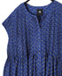 NMDS26252 80s VOILE SMALL GENTIANA BLOCK PRINT CREW-NECK BUTTON F/SLEEVE SHIRT WITH PINTUCK