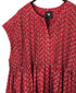 NMDS26252 80s VOILE SMALL GENTIANA BLOCK PRINT CREW-NECK BUTTON F/SLEEVE SHIRT WITH PINTUCK