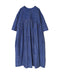 NMDS26253 80s VOILE SMALL GENTIANA BLOCK PRINT BACK OPENING PULLOVER DRESS WITH MINI PINTUCK
