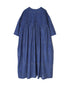 NMDS26253 80s VOILE SMALL GENTIANA BLOCK PRINT BACK OPENING PULLOVER DRESS WITH MINI PINTUCK