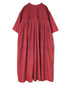 NMDS26253 80s VOILE SMALL GENTIANA BLOCK PRINT BACK OPENING PULLOVER DRESS WITH MINI PINTUCK