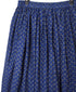 NMDS26254 80s VOILE SMALL GENTIANA BLOCK PRINT GATHERED SKIRT WITH LINING