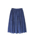 NMDS26254 80s VOILE SMALL GENTIANA BLOCK PRINT GATHERED SKIRT WITH LINING