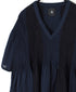 NMDS26262D ORGANIC COTTON/LINEN PATCHWORK OVERDYE V-NECK S/SLEEVE SHIRT WITH MINI PINTUCK