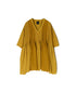 NMDS26262D ORGANIC COTTON/LINEN PATCHWORK OVERDYE V-NECK S/SLEEVE SHIRT WITH MINI PINTUCK