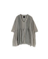NMDS26262D ORGANIC COTTON/LINEN PATCHWORK OVERDYE V-NECK S/SLEEVE SHIRT WITH MINI PINTUCK