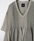 NMDS26262D ORGANIC COTTON/LINEN PATCHWORK OVERDYE V-NECK S/SLEEVE SHIRT WITH MINI PINTUCK