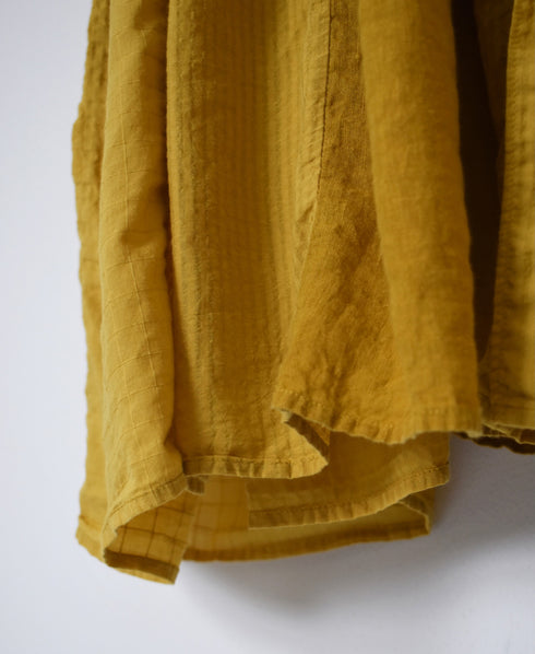 NMDS26264D ORGANIC COTTON/LINEN PATCHWORK OVERDYE BANDED F/SLEEVE SHIRT DRESS WITH MINI PINTUCK