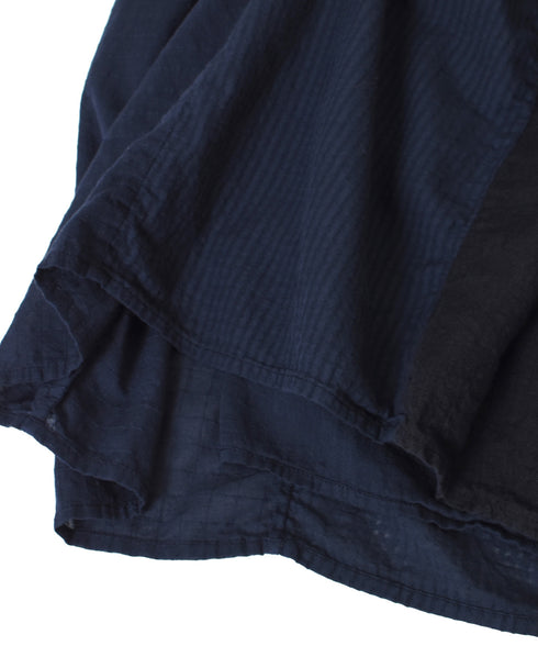 NMDS26265D 80s ORGANIC COTTON/80s LINEN PATCHWORK OVERDYE RAJASTHAN TUCK GATHERED SKIRT