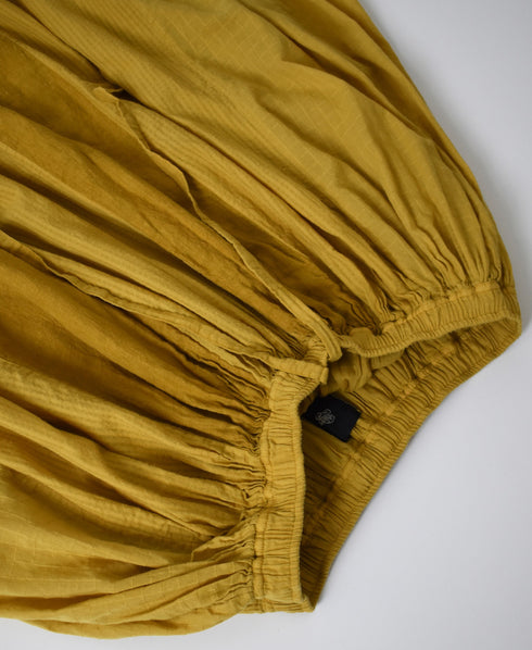 NMDS26265D 80s ORGANIC COTTON/80s LINEN PATCHWORK OVERDYE RAJASTHAN TUCK GATHERED SKIRT