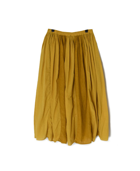 NMDS26265D 80s ORGANIC COTTON/80s LINEN PATCHWORK OVERDYE RAJASTHAN TUCK GATHERED SKIRT