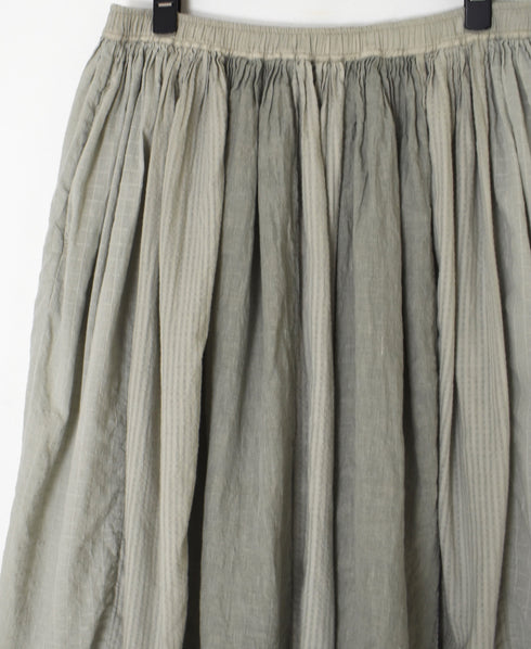 NMDS26265D 80s ORGANIC COTTON/80s LINEN PATCHWORK OVERDYE RAJASTHAN TUCK GATHERED SKIRT