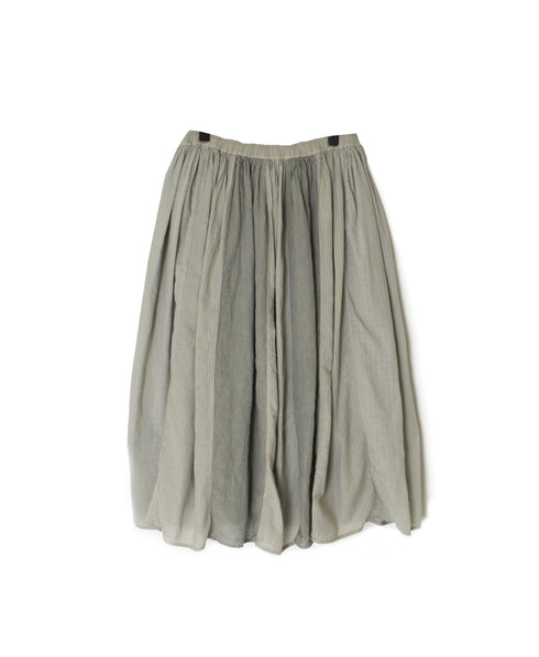 NMDS26265D 80s ORGANIC COTTON/80s LINEN PATCHWORK OVERDYE RAJASTHAN TUCK GATHERED SKIRT