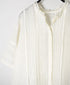 NMDS26271 80s POWER LOOM LINEN PLAIN LACE PINTUCK HALF/SLEEVE 2WAY SHIRT