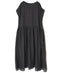 NMDS26272 80s POWER LOOM LINEN PLAIN BOAT-NECK LACE PULLOVER DRESS