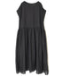 NMDS26272 80s POWER LOOM LINEN PLAIN BOAT-NECK LACE PULLOVER DRESS