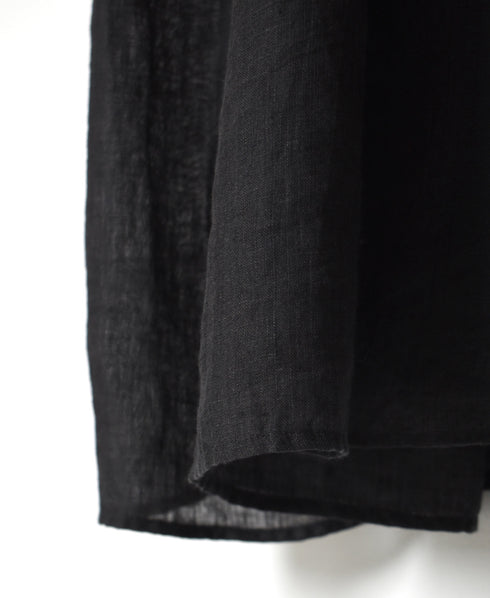 NMDS26272 80s POWER LOOM LINEN PLAIN BOAT-NECK LACE PULLOVER DRESS
