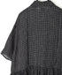 NMDS26284 80s POWER LOOM LINEN CHECK REGULAR COLLAR DRESS WITH RAJASTAN GATHER