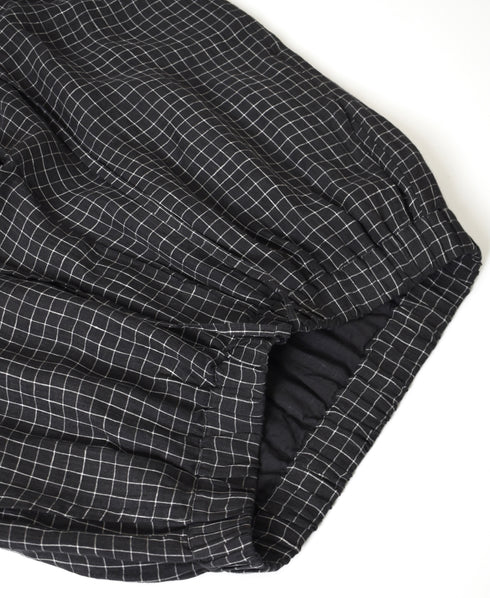 NMDS26285 80s POWER LOOM LINEN CHECK WIDE PANTS