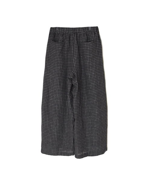 NMDS26285 80s POWER LOOM LINEN CHECK WIDE PANTS