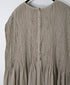 NMDS26503D 80s ORGANIC DOBIE CHECK OVERDYE CREW-NECK F/SL DRESS WITH PINTUCK