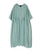 NMDS26504D 80s ORGANIC DOBIE CHECK OVERDYE CREW-NECK BUTTON SHIRT MAXI DRESS WITH PINTUCK