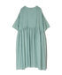 NMDS26504D 80s ORGANIC DOBIE CHECK OVERDYE CREW-NECK BUTTON SHIRT MAXI DRESS WITH PINTUCK