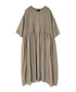 NMDS26504D 80s ORGANIC DOBIE CHECK OVERDYE CREW-NECK BUTTON SHIRT MAXI DRESS WITH PINTUCK