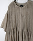 NMDS26504D 80s ORGANIC DOBIE CHECK OVERDYE CREW-NECK BUTTON SHIRT MAXI DRESS WITH PINTUCK