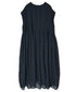 NMDS26513D 80s ORGANIC VOILE STRIPE (OVERDYE) CREW-NECK F/SL DRESS WITH PINTUCK