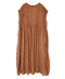 NMDS26513D 80s ORGANIC VOILE STRIPE (OVERDYE) CREW-NECK F/SL DRESS WITH PINTUCK